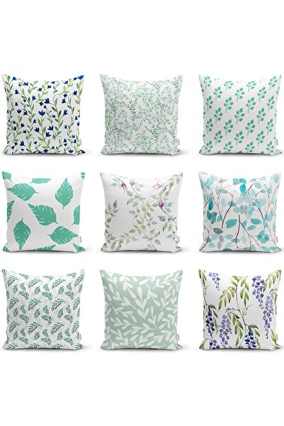 Realhomes Çift Taraflı Beyaz Mint Yeşili Yaprak Motifli Dekoratif Raşel Örme ...