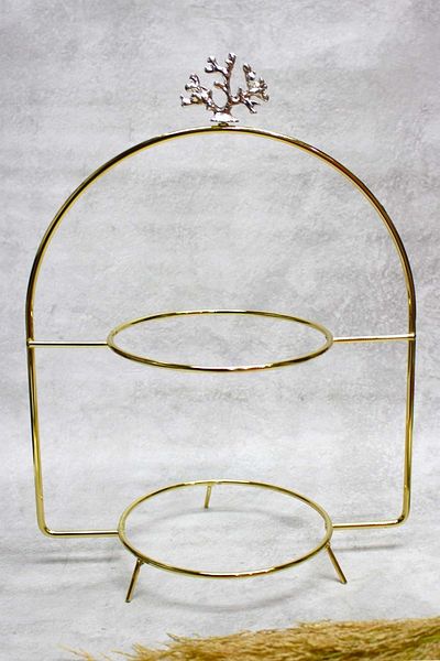 Jenisa 2-Tier Gold Shelf Silver Coral Accessory Presentation Holder Treat Stand