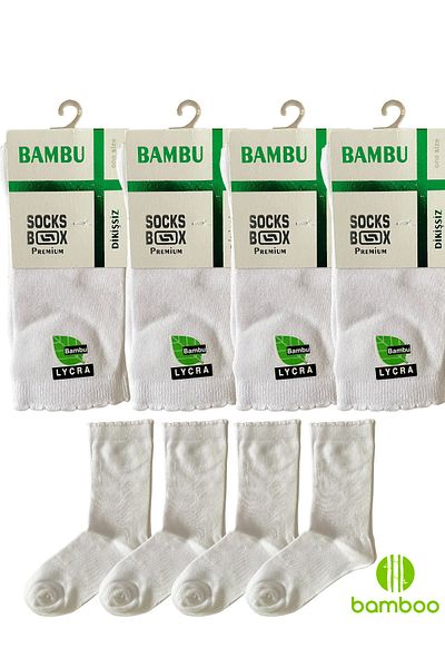 socksbox 4 perechi de șosete albe din bambus, fără sudură, în 4 sezoane / 36-41
