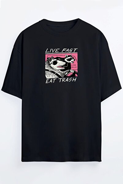 MELADYAN تي شيرت مطبوع عليه عصابة راكون فأر ابن عرس مقاس كبير للجنسين