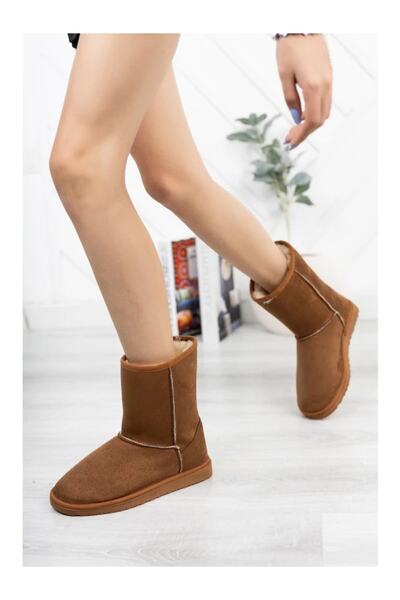 Pinkada Kadın Taba Içi Kürklü Orta Boy Süet Bot & Bootie