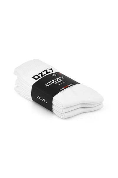 Ozzy Socks 3 ζευγάρια μακριές λευκές αθλητικές κάλτσες τένις