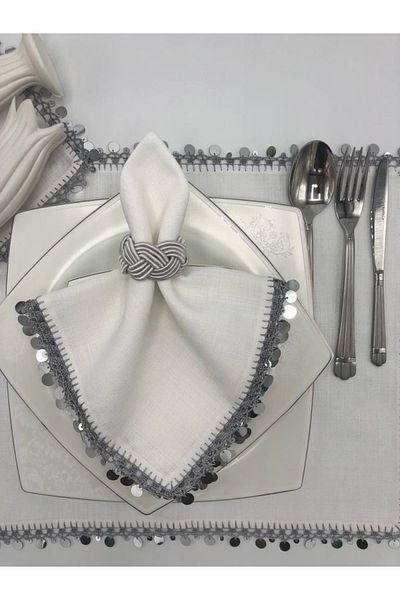 KATMERTEKS 8 Pieces Silver Napkin Ring Ring Wicker Model