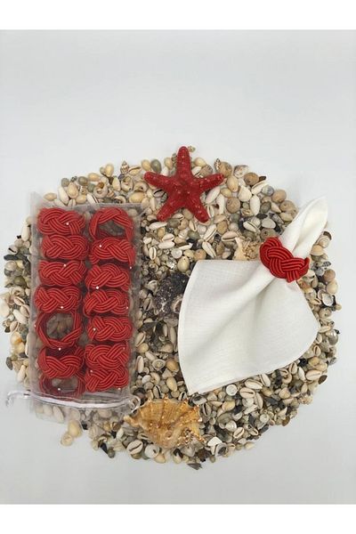 KATMERTEKS 8 Pieces Coral Red Wicker Napkin Ring Ring
