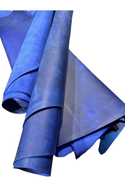 ÜMİT DERİCİLİK Gerçek Deri Saks Mavi Crazy 1.1 Ve 1,6 M Kalınlık
