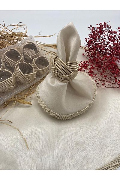 KATMERTEKS Twisted Model - 8 Pieces Cappuccino Napkin Ring Ring