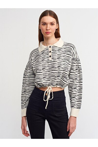 Dilvin Pulover cu nasturi cu gât polo