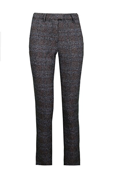 pimood Siyah Kahverengi Kareli Dar Kesim Tüvit Pantolon