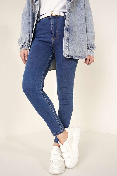 LAMİRA Pantaloni skinny albaștri skinny din lycra indigo pentru femei
