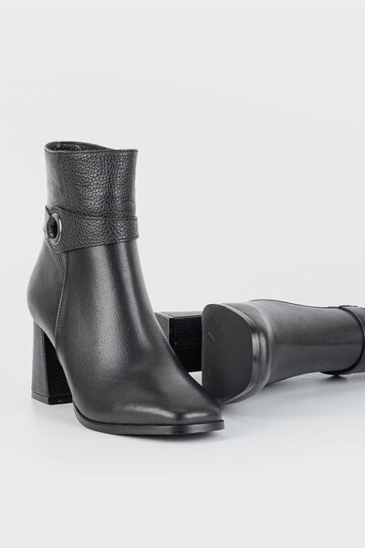 TUNAELLİ Kadın Siyah Hakiki Deri 35-41 Numara Bot & Bootie