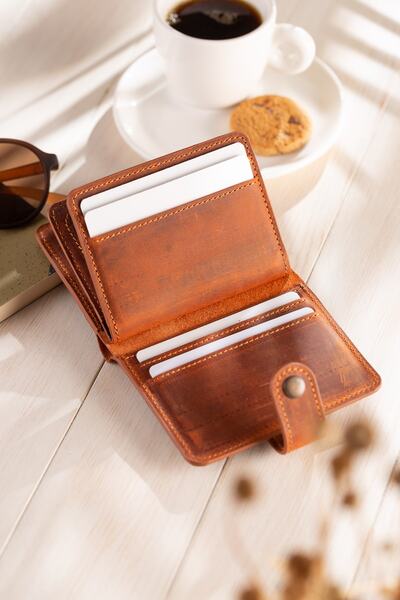 Conceria Pelle -trendy Genuine Leather Snap Wallet & Card Holder