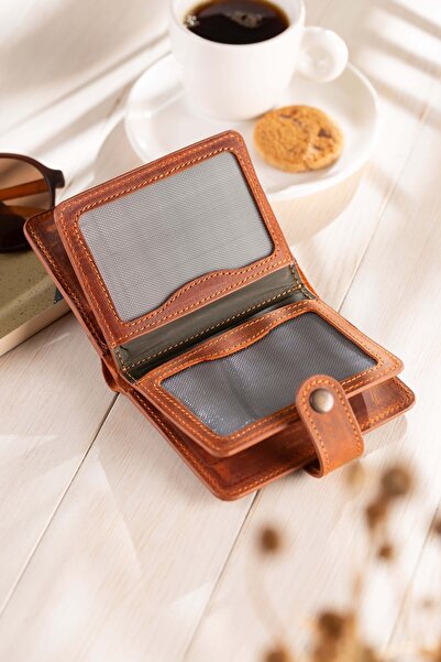 Conceria Pelle -trendy Hakiki Deri Çıtçıtlı Cüzdan & Kartlık