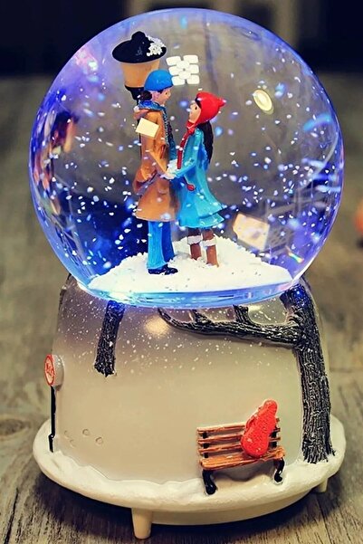 Genel Markalar Aşk Seninle Güzel El Ele Çift Müzikli Kar Küresi