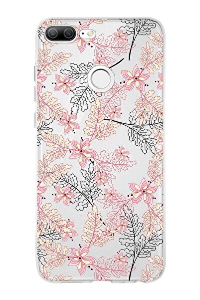 PrintiFy Huawei Honor 9 Lite Uyumlu Kapak Floral Kırmızı Tasarımlı Şeffaf Sil...
