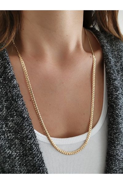The Collection Unisex Crushed Model Stainless Gold Steel Chain Necklace 55cm
