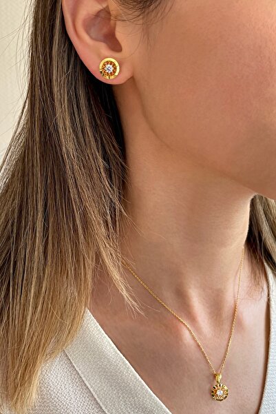 Argentum Concept 18k Altın Kaplamalı Zirkon Taşlı 925 Ayar Gümüş Set - 67018503