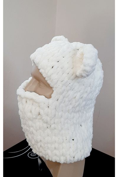 HemaSTR Hand Knitted Plush Snow Mask Ski Hat Eared Balaclava