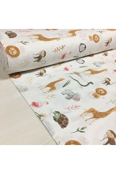Renk Tekstil Snake Lion Giraffe Pattern Φυσικό ύφασμα ποπλίνας 100% βαμβάκι