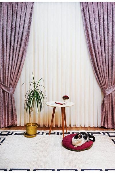 Yuka Truva Dark Powder Double Wing Medium Pleated Jacquard Satin Textured Background Curtain with Shiny Pattern 100 X 260