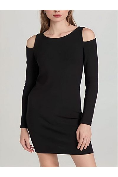 charango Rochie mini cu mânecă lungă, cu detaliu pe umeri, pentru damă