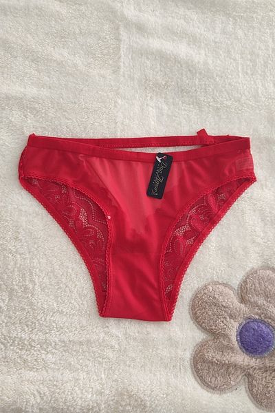 DON AMOR Chiloți de bikini roșii din dantelă cu spatele deschis