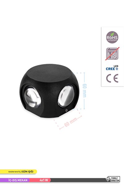 ACK 4w Çift Taraflı Led Duvar Aplik Iç Ve Dış Mekan Dekoratif Aydınlatma Bahçe Aydınlatması
