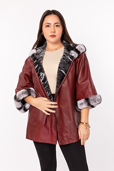 NEW VENTURE GIAN FERRE SOLID LEATHER Rex Kürklü Çift Taraf Giyilebilen Kadın ...