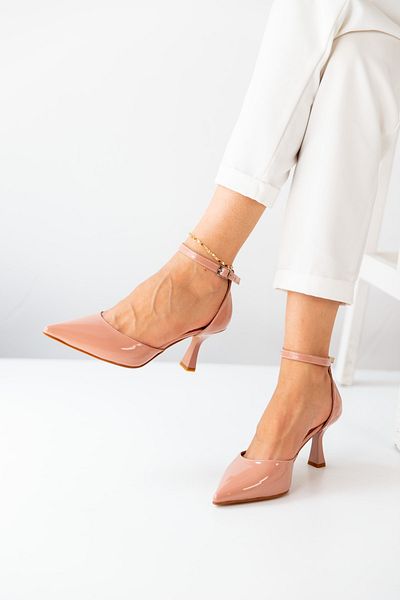 Lİmar Shoes Pantofi cu toc de damă Limar Somo din piele lăcuită, cu curea la gleznă, cu vârf ascuțit, 7 cm