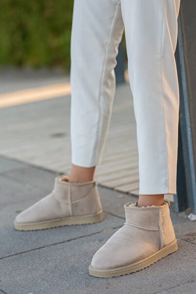 shopcolic 017 cı Midi Kadın Yarım Bot Içi Tüylü Düztaban