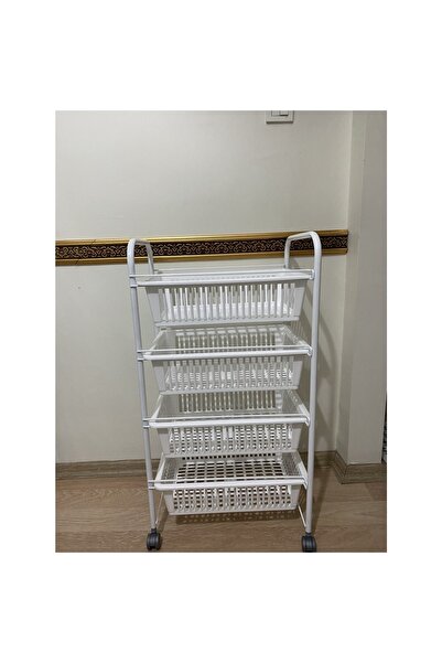 Lalezar 4 Katlı Sebzelik Çekmeceli Beyaz