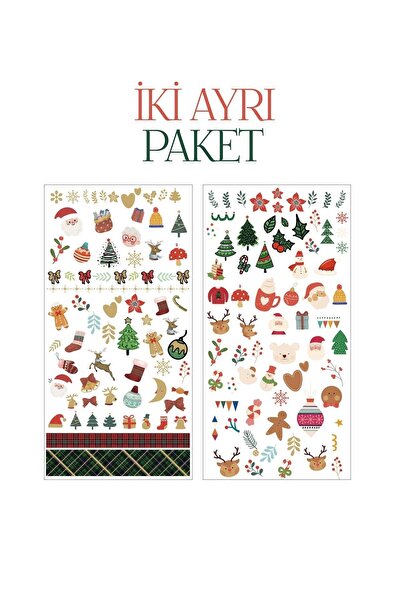 Flash Tattoos® Yılbaşı Noel Christmas Desenler Tırnak Dövmesi 2'li Paket