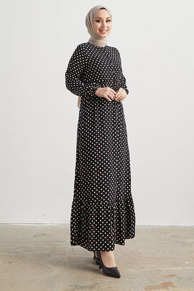 InStyle Rochie țesută cu buline Siera Heart - Neagră