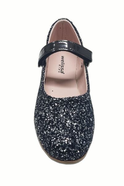 welissa Black Platinum Sequin Glitter Girls' Ballerinas