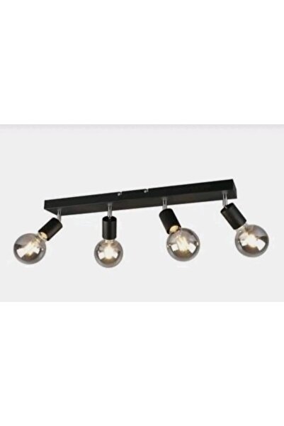 Rsylight Retro Metal Rustik Mafsallı 4 Lü Siyah Modern Spor Spot Avize