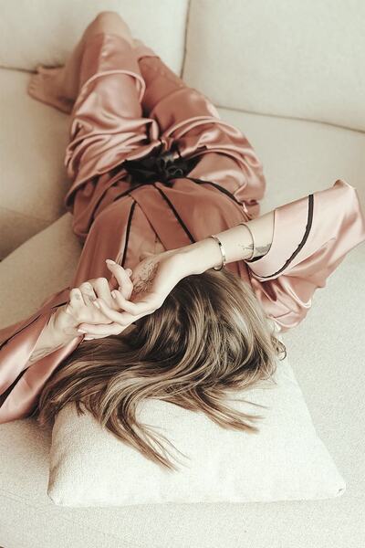 Mita Concept Σατέν κιμονό με μανίκια Dusty Rose