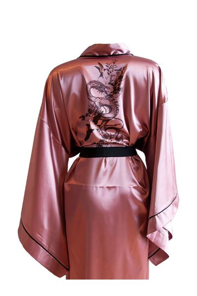 Mita Concept Σατέν κιμονό με μανίκια Dusty Rose