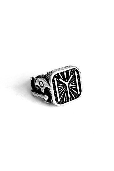 Antique Dolunay Antik Gümüş Kaplama El Yapımı Ayarlanabilir Balta Desenli Kay...