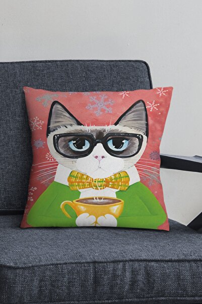 Viva Home Премиум тайландски копринен плат с котешки принт, двустранен калъф ...