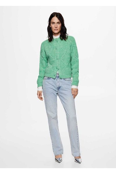 MANGO Woman Cardigan împletit cu frânghie