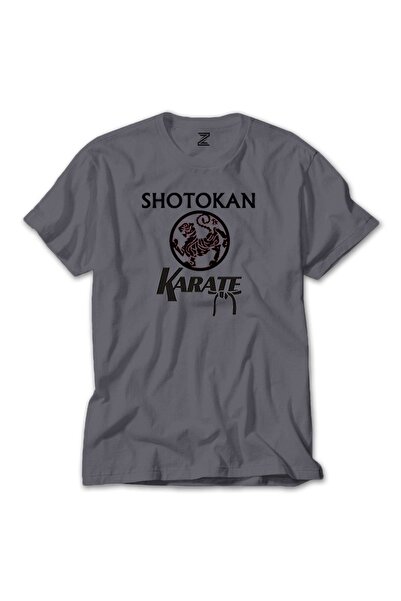 Z zepplin تي شيرت رمادي بشعار شوتوكان كاراتيه