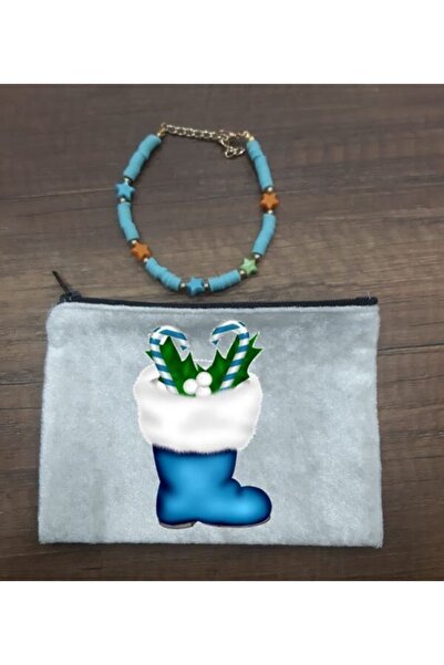 LADİJİTAL BASKI ÇÖZÜMLERİ Браслет у оксамитовій сумці з новорічним принтом