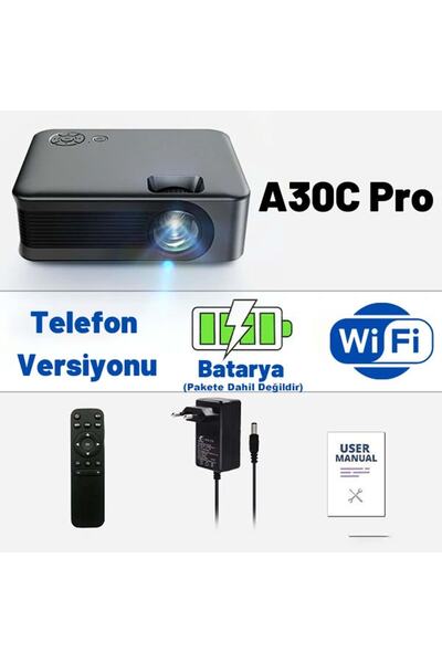 DailyLink Aun A30 Full Hd Wifi 1080 Destekli Mini Projeksiyon Cihazı Cep Telefonu Yansıtma