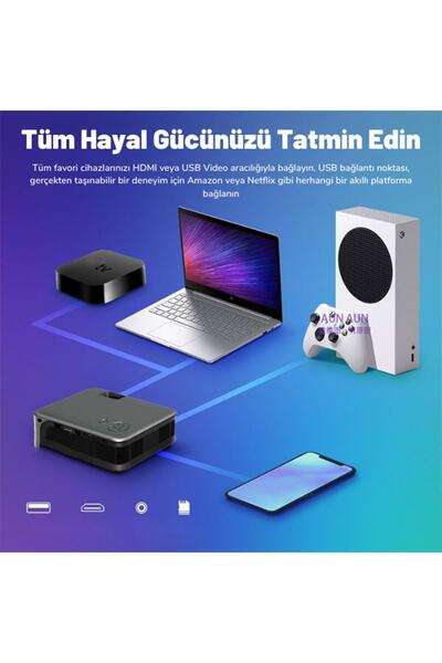 DailyLink Aun A30 Full Hd Wifi 1080 Destekli Mini Projeksiyon Cihazı Cep Telefonu Yansıtma