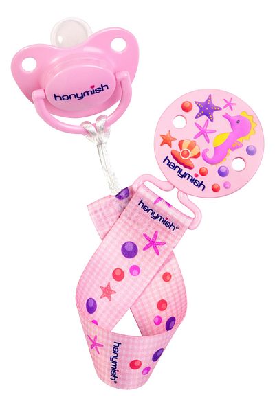 Hanymish Fabric Pacifier Strap Pink