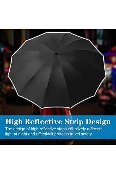 SWİCCO Güçlü Büyük Rüzgar Geçirmez Katlanır Şemsiye,otomatik Açmakapama Teflon Kaplı Işıklı (yurt Dışı Ürün