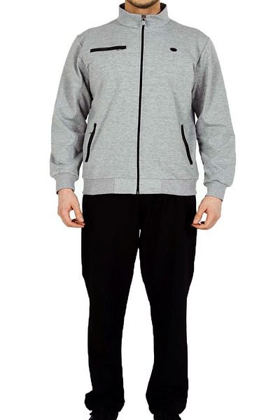 Marco Ferry Gray Melange Men's Half Turtleneck Front Zipper Two Thread Plus Size Tracksuit Set Edy19130gm