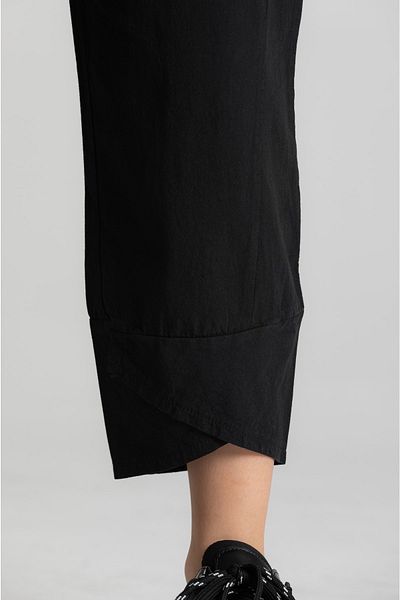 RUBYSTARS Comfortable Cut Black Linen Trousers - Thick Elastic, 100% Cotton