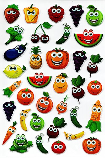 Limmy دفتر ملاحظات منقوش بحجم A4 - ملصق مخطط، فواكه نباتية - (lim060)