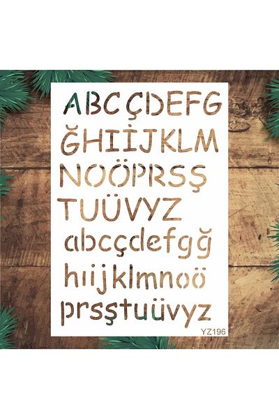 STENCİLTASARIM Stencil Design Yz196 Alphabet Wall Wooden Glass Painting Pattern