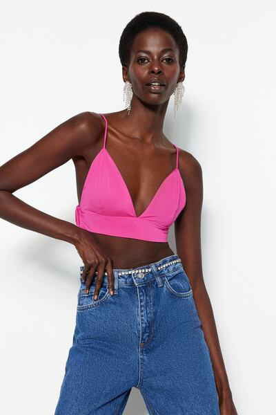 Trendyol Collection Világos rózsaszín, bélelt, kötött mellszobor TPRSS22BS00005